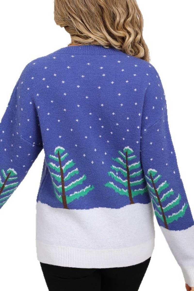 CWOSWL07595_CREW NECK CHRISTMAS TREE KNIT SWEATER