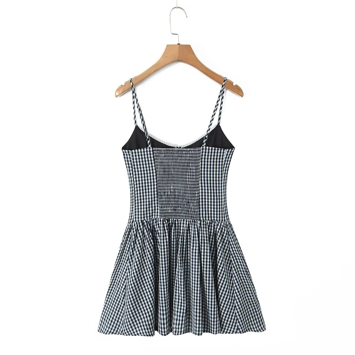Plaid Button Front Cami Dress - French Style_CWDMD5798