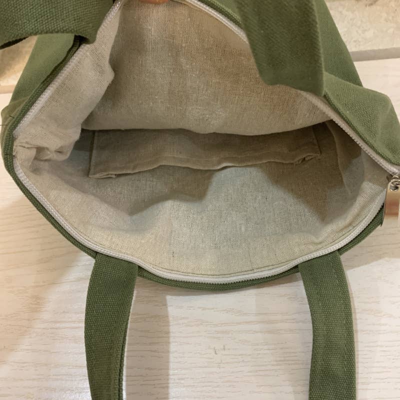 Hand-painted simple canvas lunch box bag