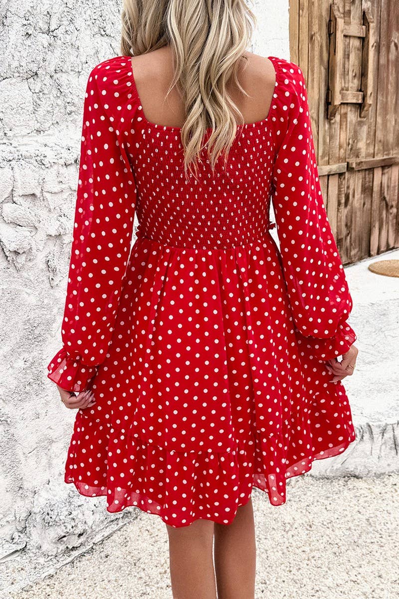 TEMPERAMENT CASUAL POLKA DOT DRESS_CWDSD2818