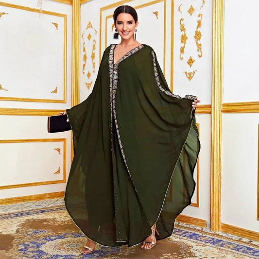 Embroidered Chiffon Hooded Abaya Cape