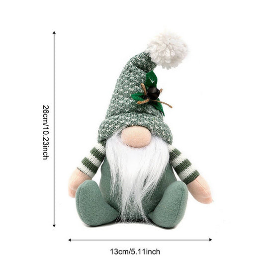 CWMM10351_KNITTED CHRISTMAS GNOME PLUSH SITTING DECORATION
