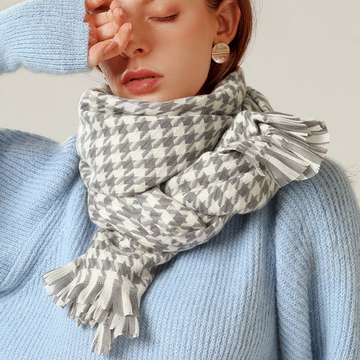 WOMEN FASHION SWEET THOUSAND BIRDS PLAID SCARF