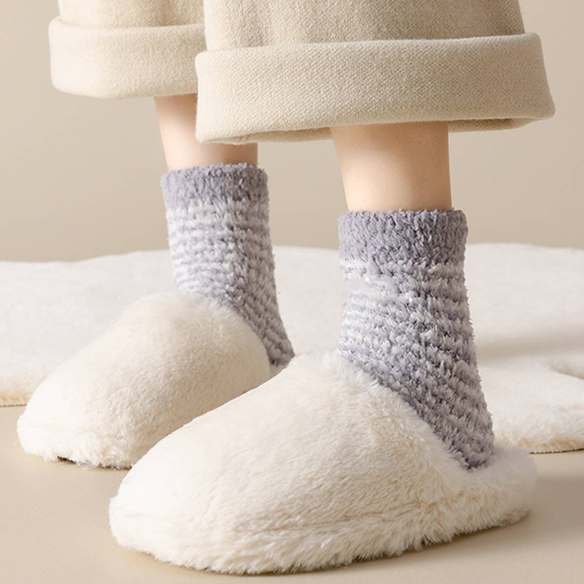 WARM RUBBER NON-SLIP MID-CALF SOCKS