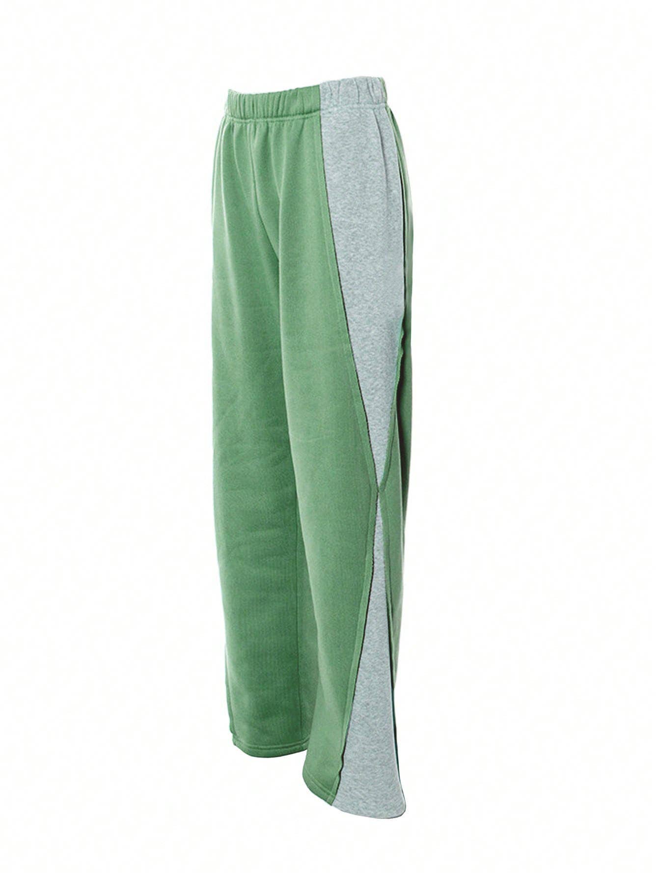 ELASTIC-WAISTED COLOR-MATCHED WIDE-LEG PANTS