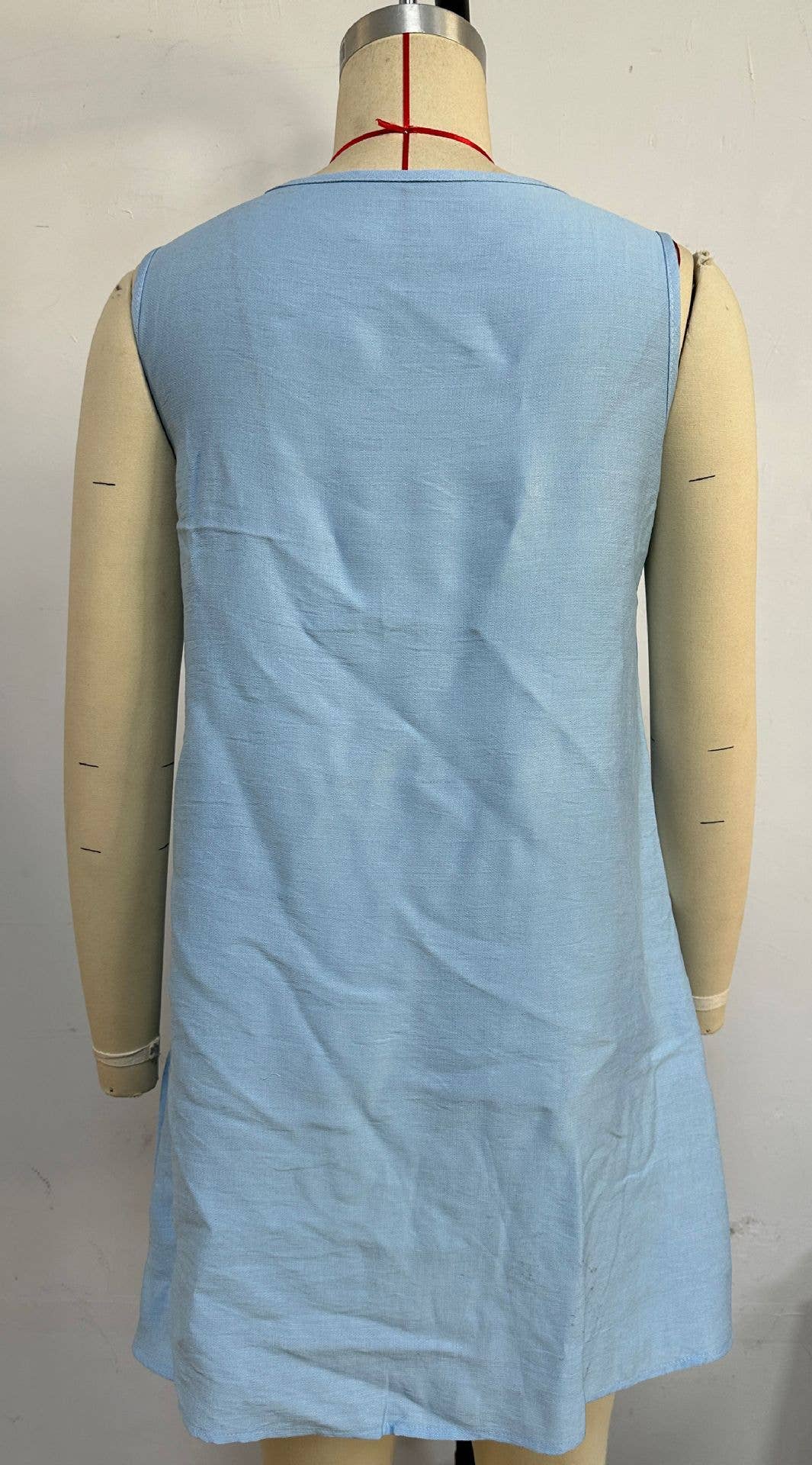 pit V-neck solid color loose vest dress