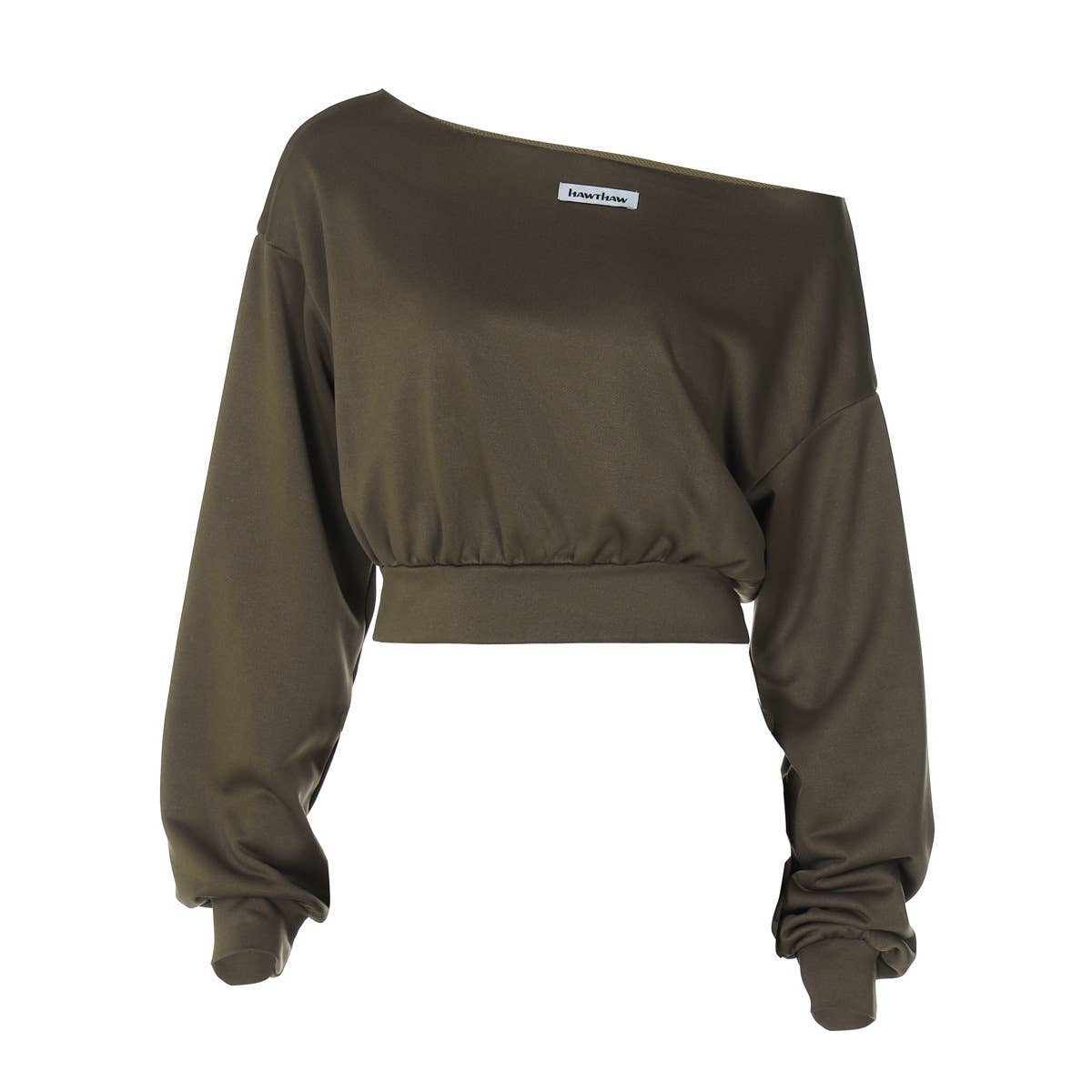 SHORT SOLID COLOR CROP COLLAR LONG SLEEVE HOODIE