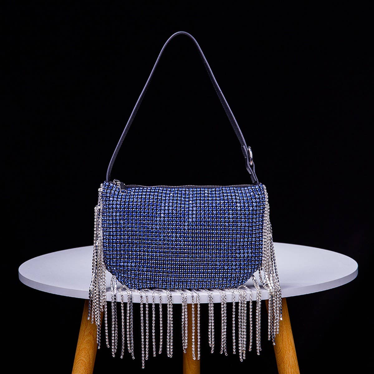 SOFT TURN TASSEL RHINESTONE EVENING TOP HANDBAG_CWAB3606