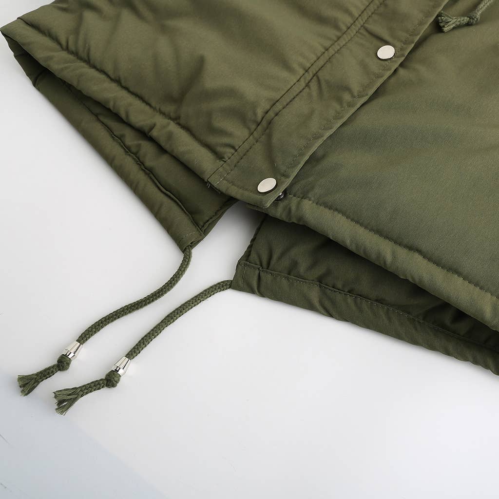 HOODED WARM PADDED JACKET WITH FLEECE