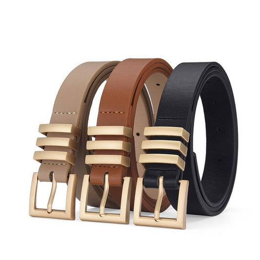 MATTE KOREAN-STYLE METAL SQUARE BUCKLE BELT