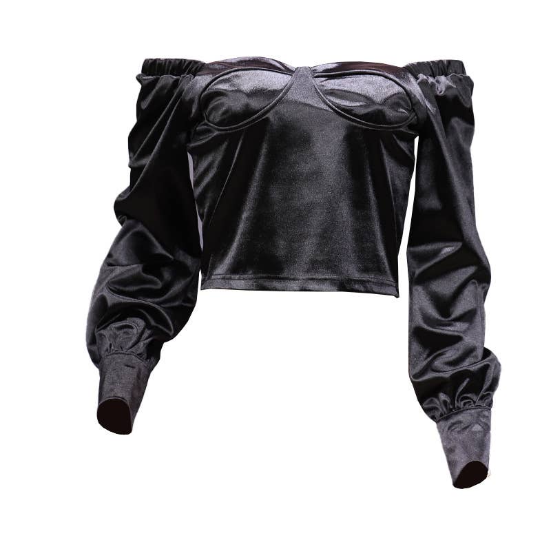 SOLID COLOR SEXY ONE-SHOULDER SHORT SATIN TOP