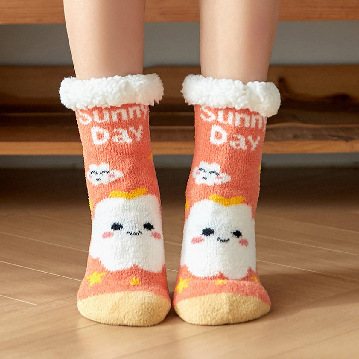 WARM CHRISTMAS LEG COVERS PLUSH INDOOR SLIPPERS
