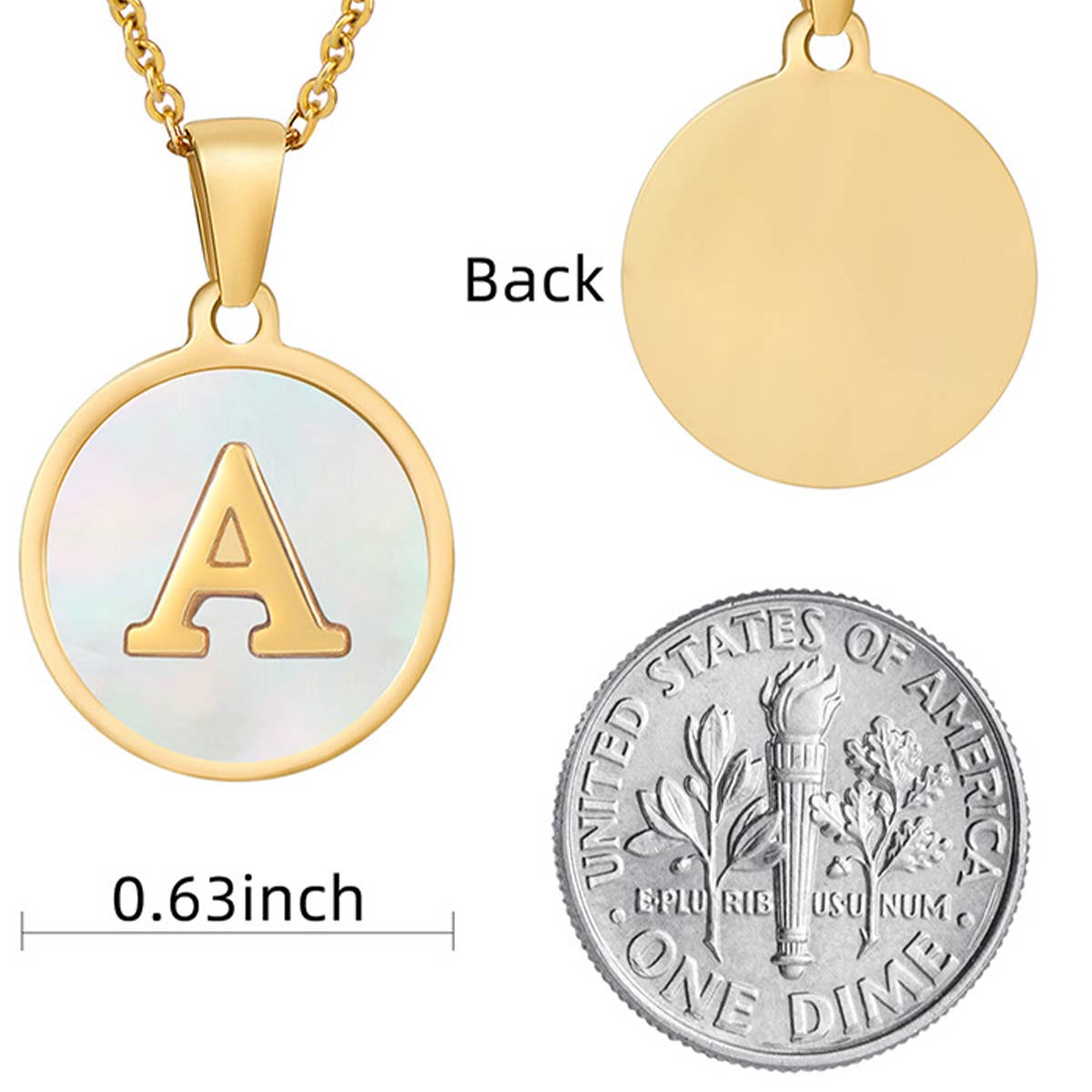 CIRCULAR SHELL ENGLISH LETTER PENDANT NECKLACE