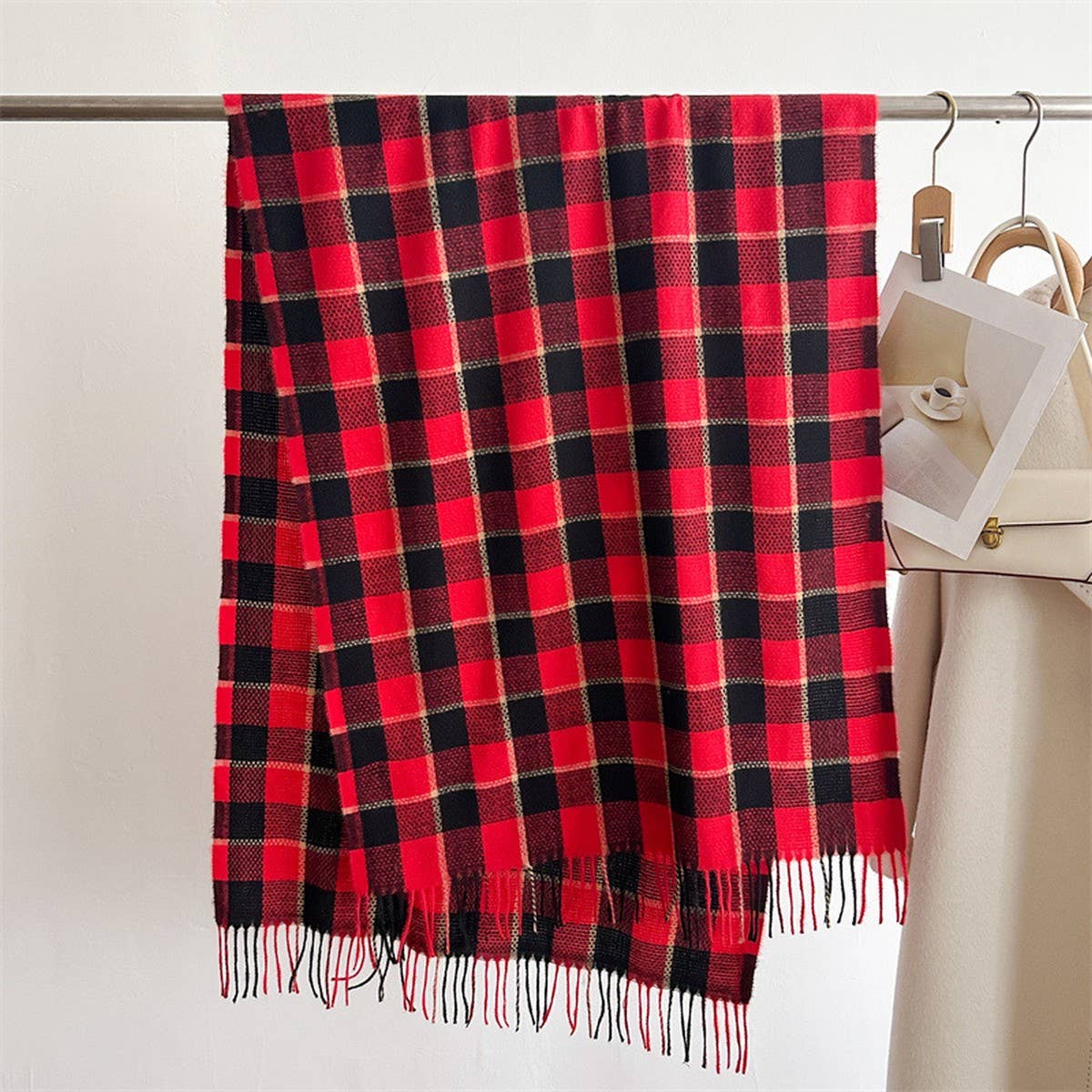 Plaid Faux Cashmere Scarf - Warm Winter Wrap_CWASC1446