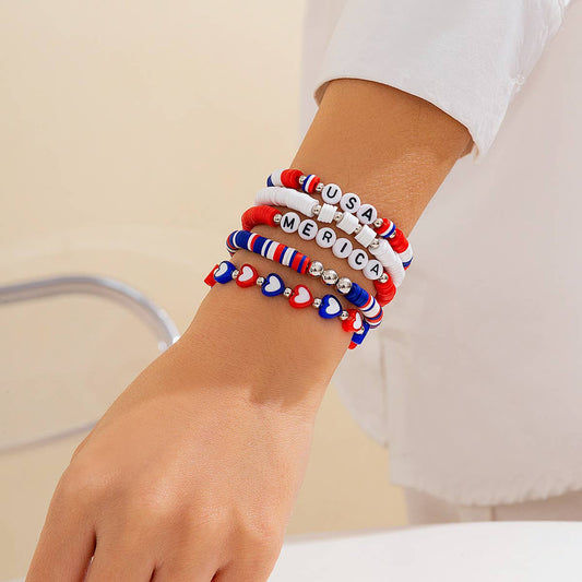 NEW FLAG CONTRAST COLOR BEADED BRACELET