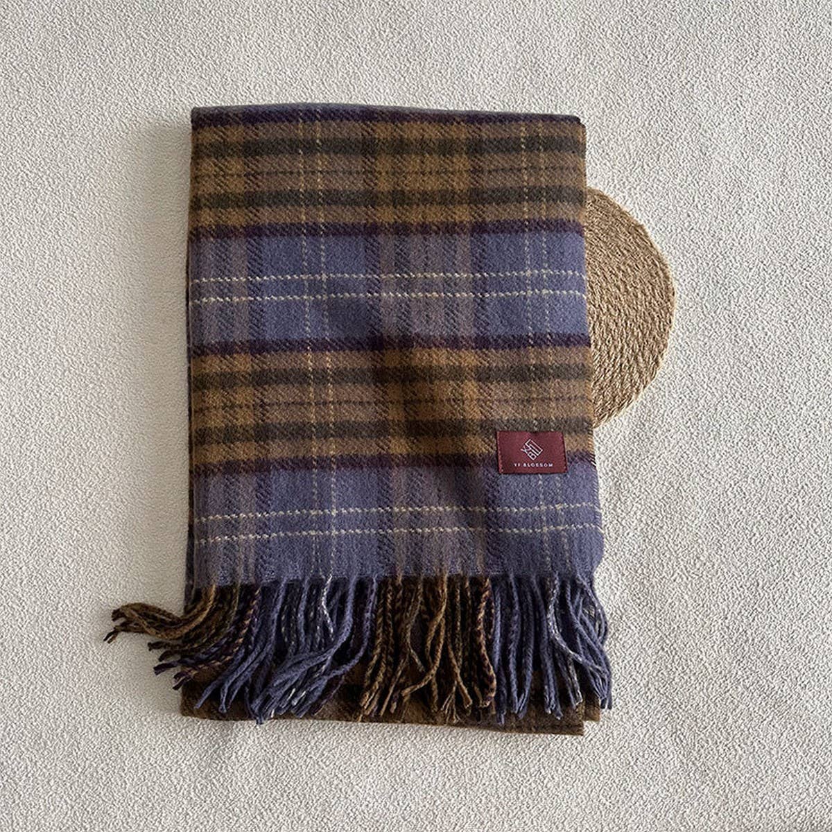 Plaid Wool Scarf for Women ??Cozy Winter Knit_CWASC2336