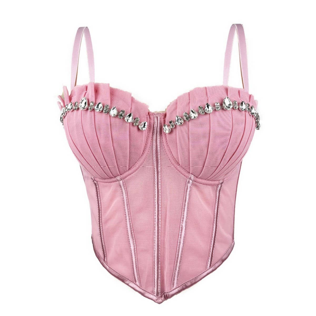 LUXURY DESIGN HERRINGBONE BRA WITH RHINESTONES