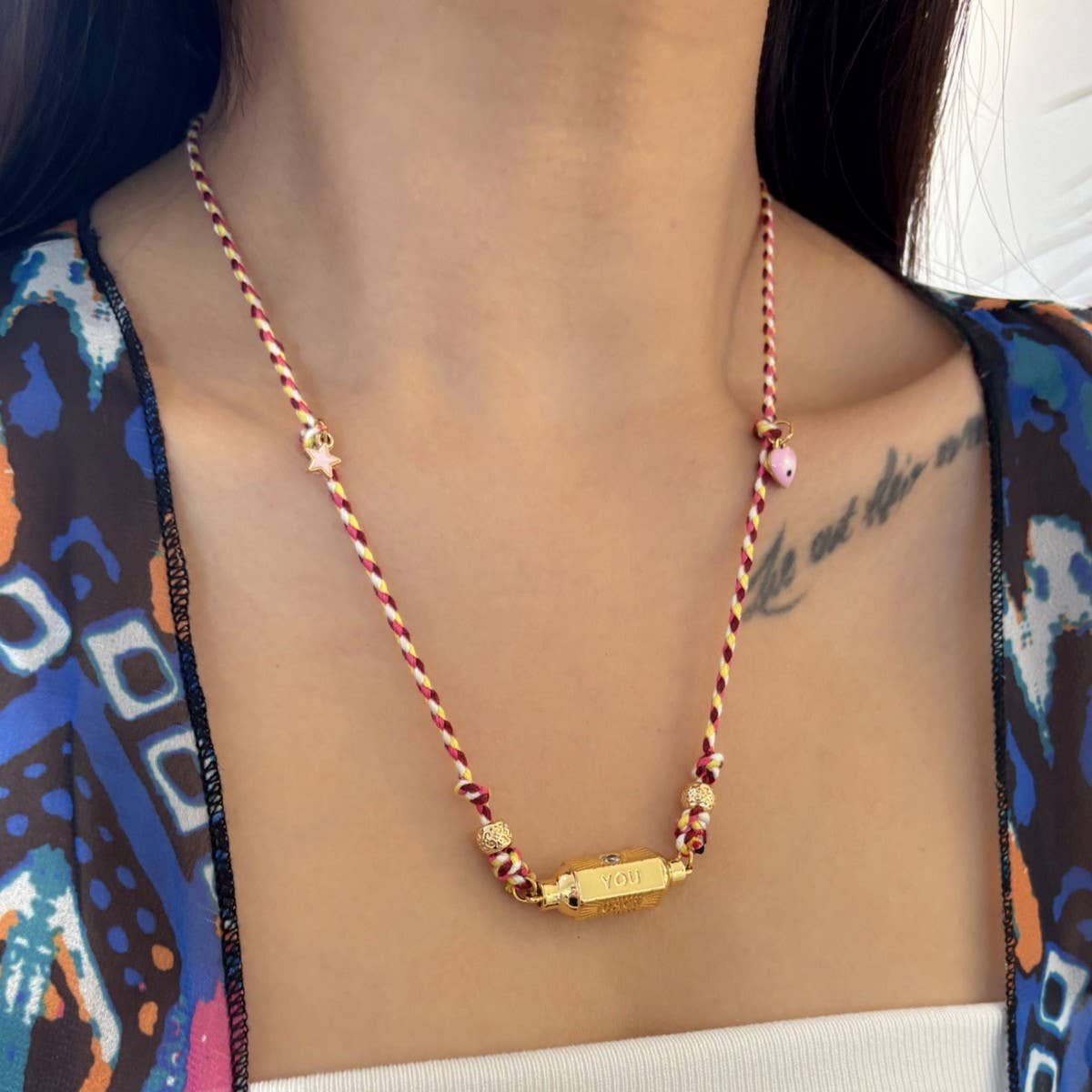 Evil Eye Charm Choker ??Colorful Cotton Pendant_CWMM6968