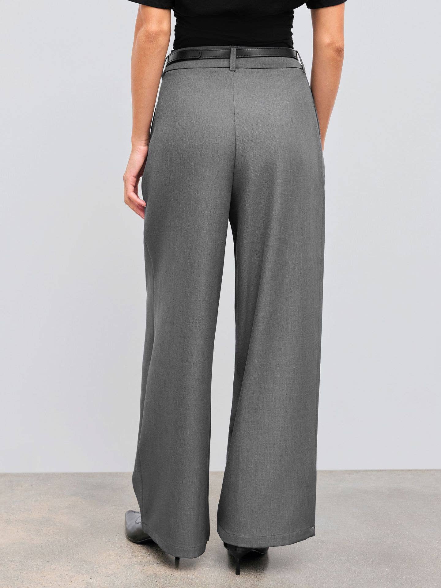 High-waisted straight-leg trousers with a belt