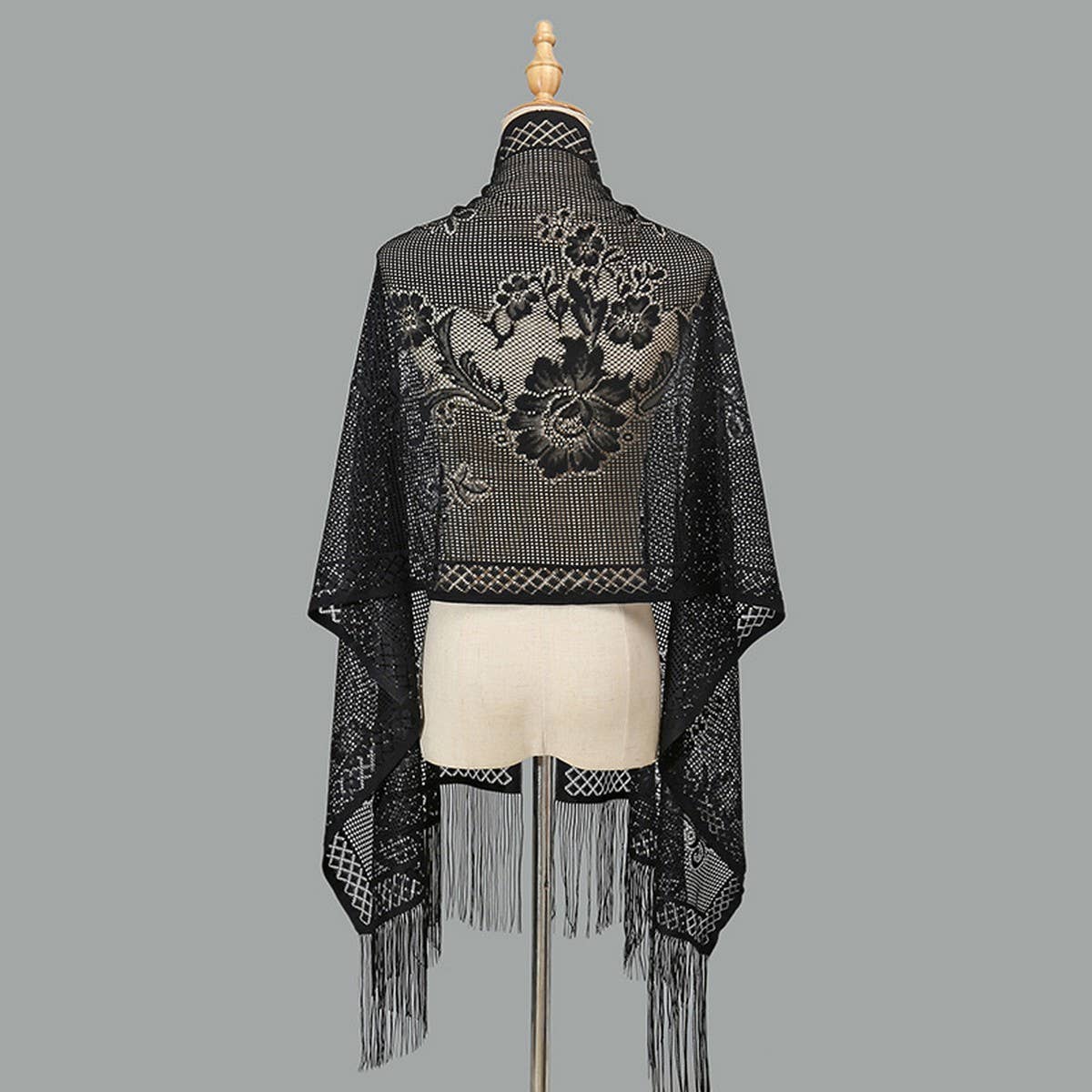 SEXY FLOWER HOLLOW LONG BEARD TRIANGLE SCARF SHAWL