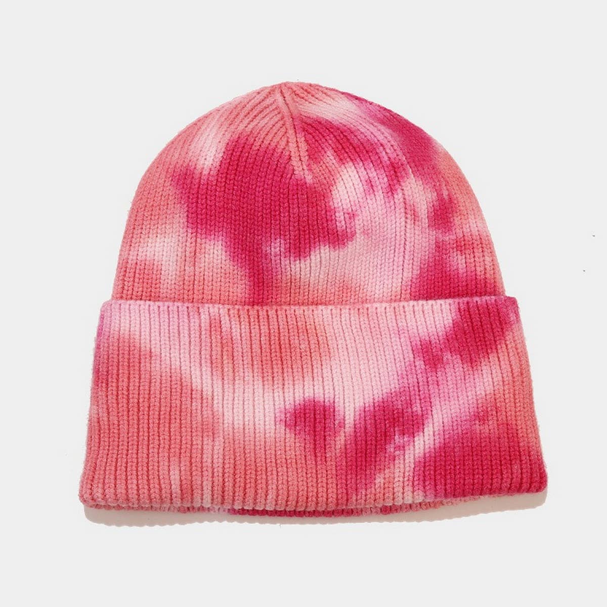 OUTDOOR WARM CURLED EDGE TIE-DYE KNITTED HAT_CWAH1593