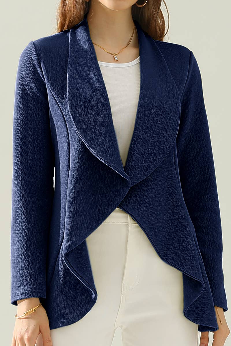 CWOBL090_Casual Work Long Sleeve Open Front Blazer