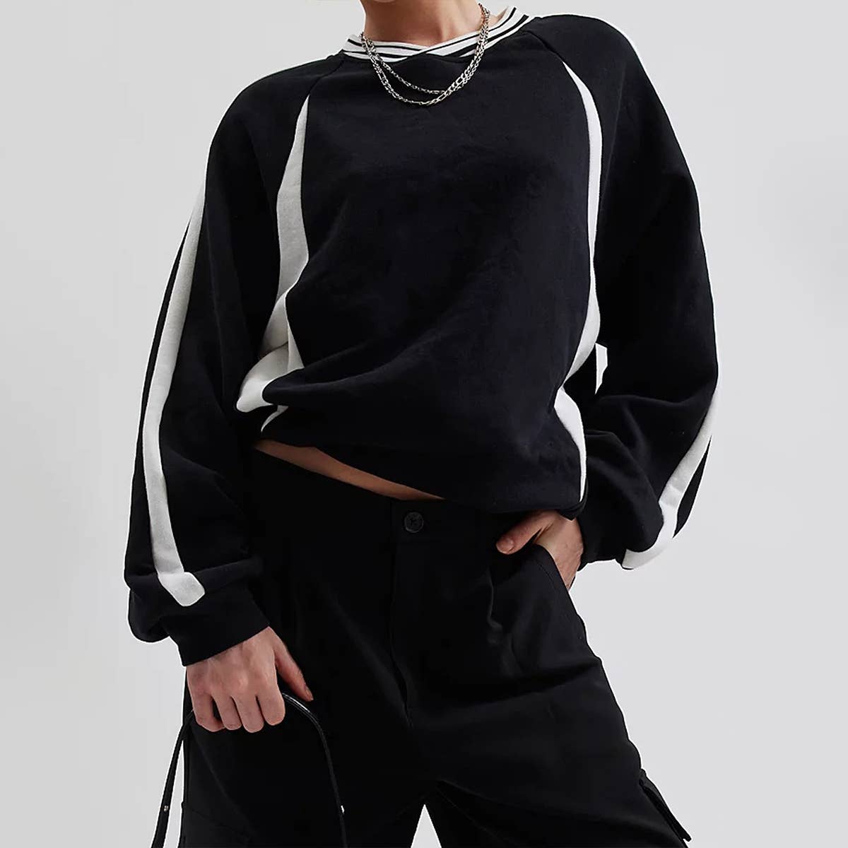 Design Color Contrast Pullover Hoodie