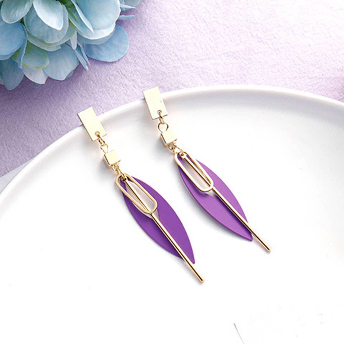 Purple simple and fresh floral stud earrings