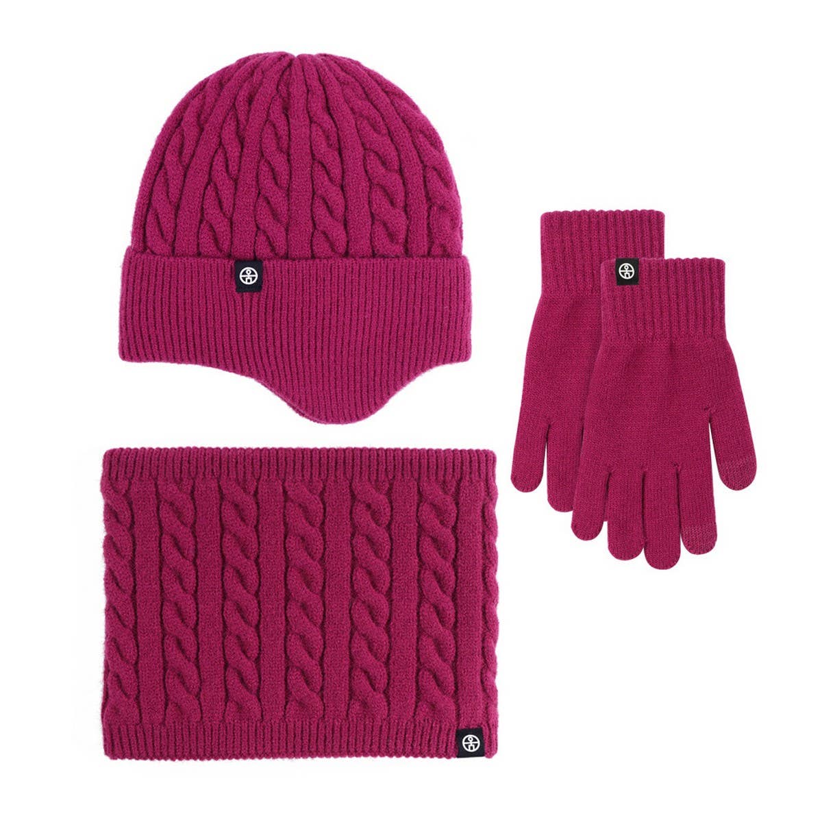 WINTER OUTDOOR VELVET SCARF WARM THREE-PIECE SUIT