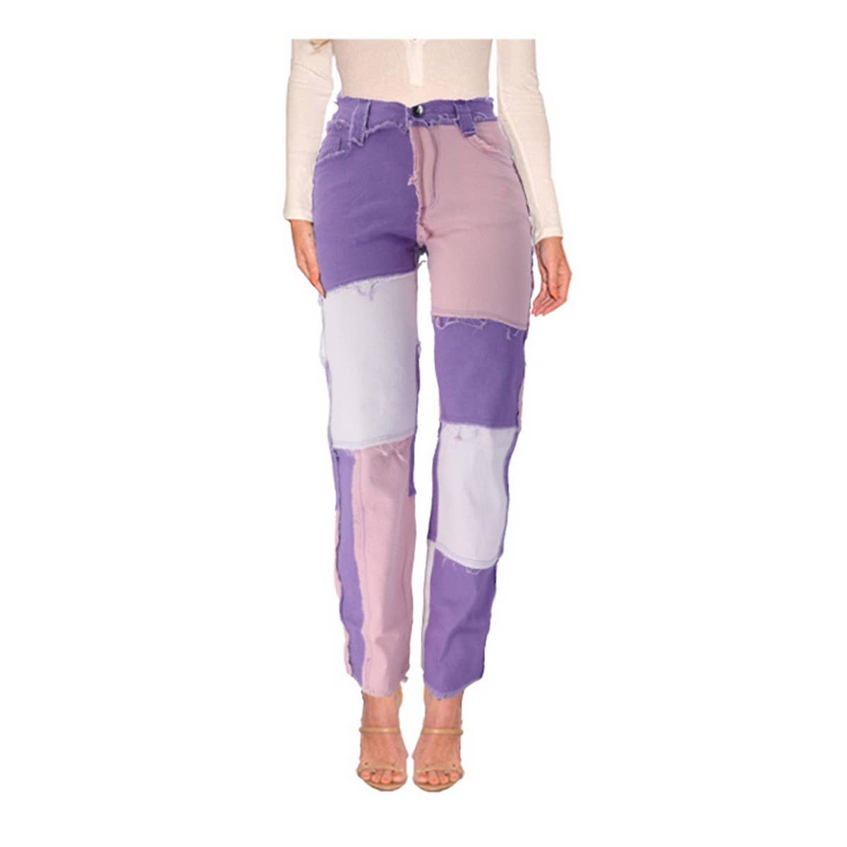 WOMENS DENIM PATCHWORK JEANS_CWJP0165