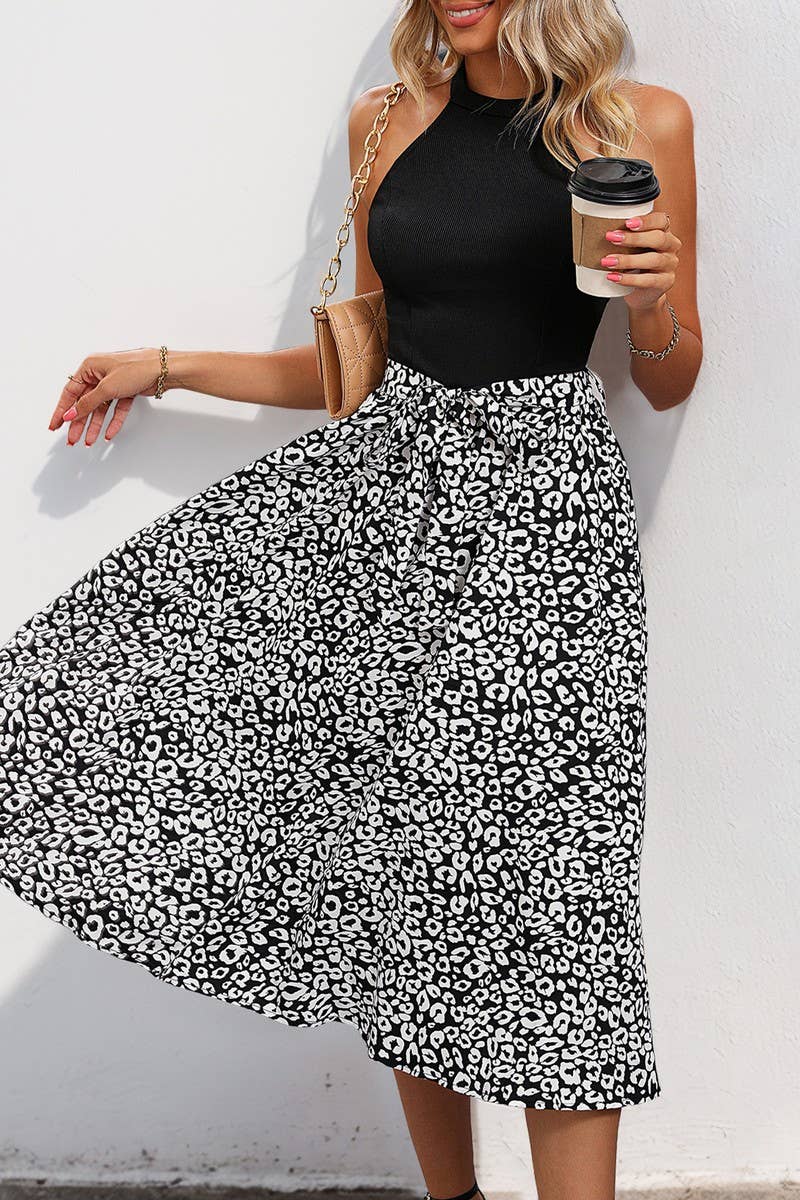 CWDHL0651_SUMMER HALTERNECK SLEEVELESS COLORBLOCK DRESS