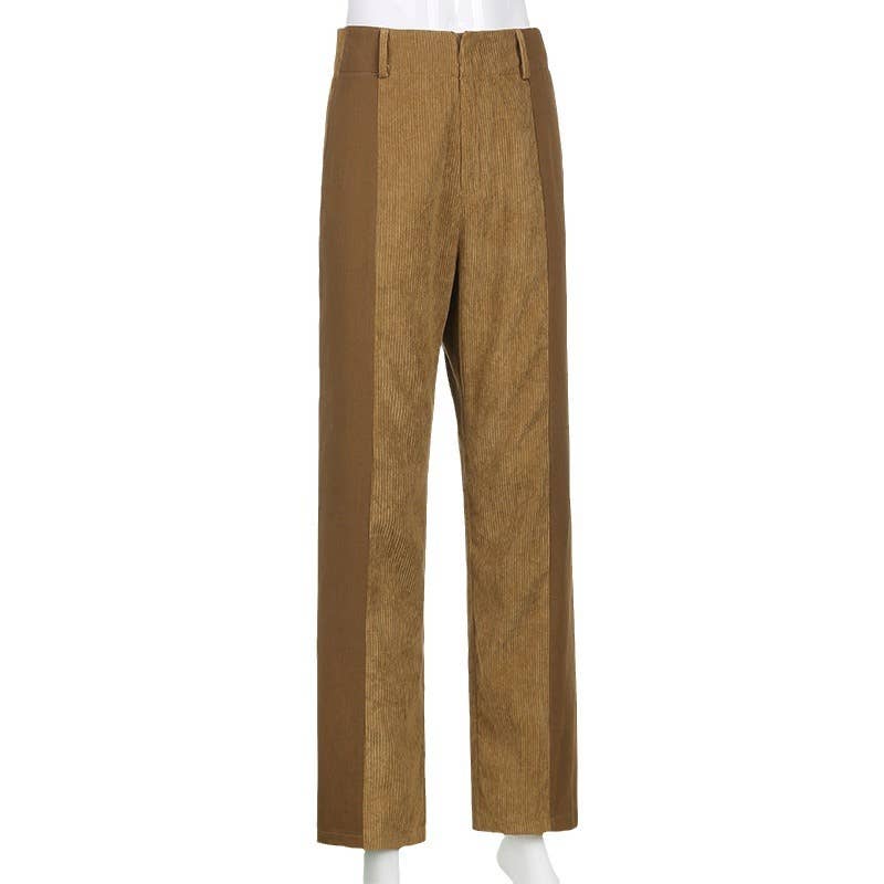 LOOSE-FITTING PANTS SOLID CORDUROY PANTS