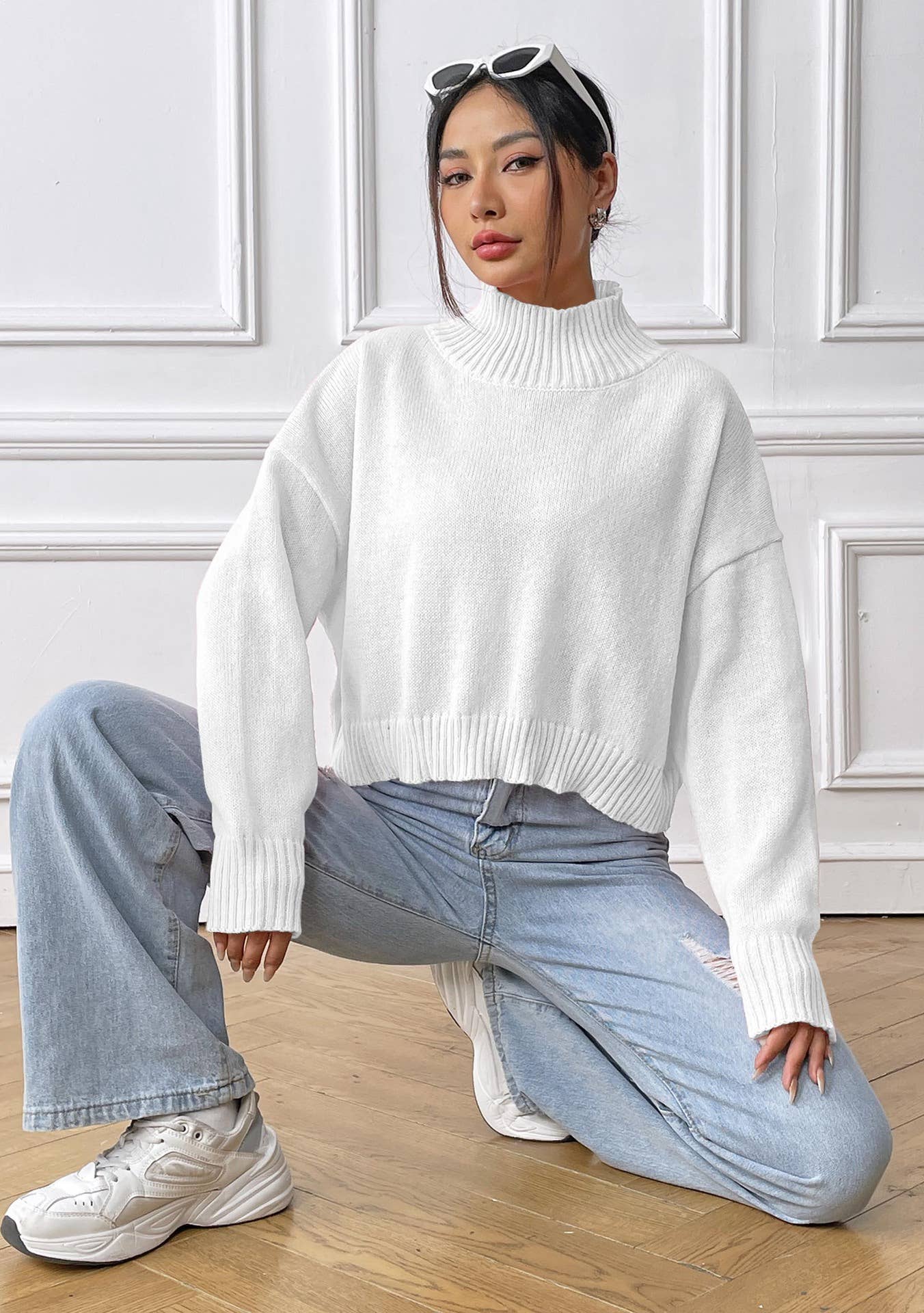 TURTLENECK SWEATER SOLID COLOR LOOSE CASUAL BASE