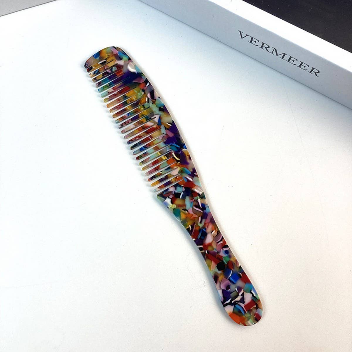 Colorful Acetate Fine-Tooth Comb with Handle