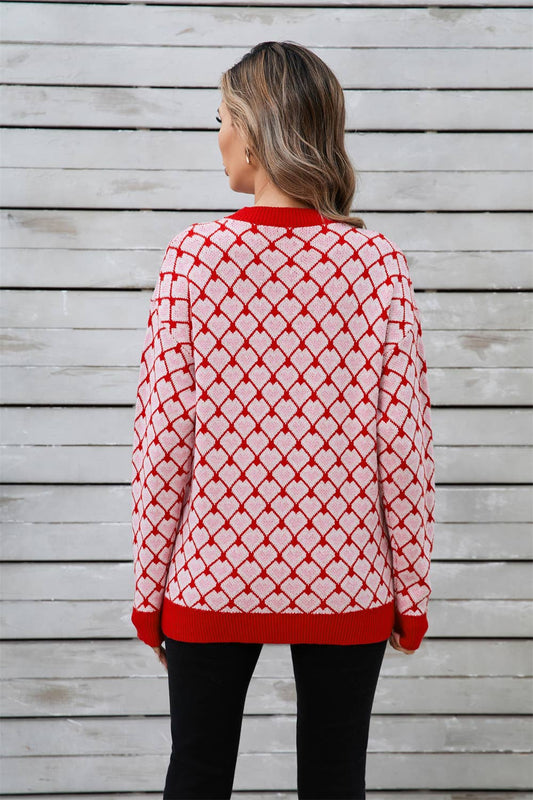 Valentine's Day crew-neck pullover sweater with heart