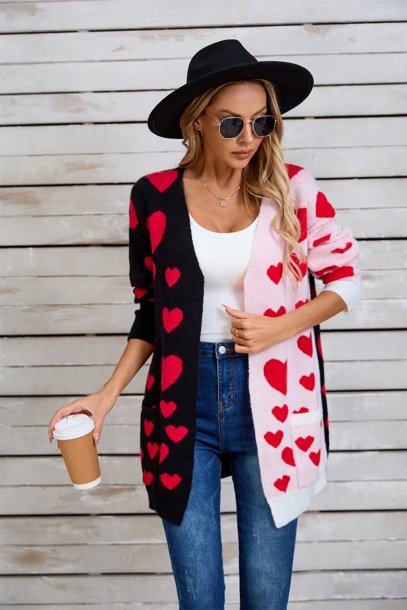 CWOCAL1800_VALENTINE'S DAY LONG HEART CARDIGAN SWEATER