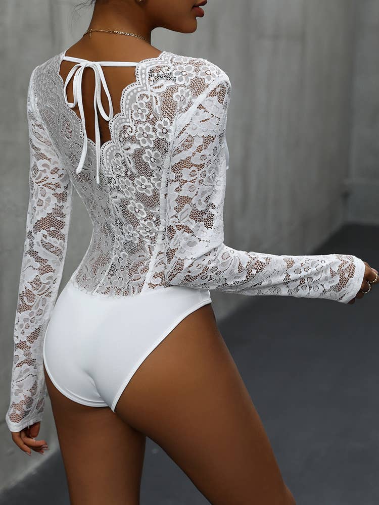 Lace patchwork slimming and sexy jumpsuit