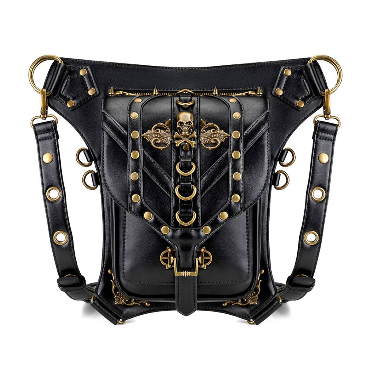 RETRO SKULL GOTHIC STEAMPUNK LEG BAG WALLET_CWAB0646
