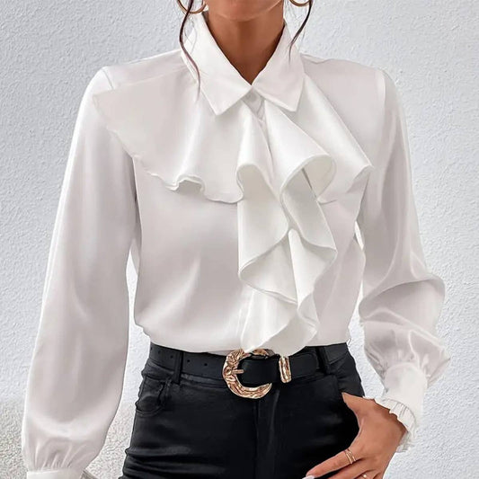 FASHION DESIGN RUFFLED LAYER EMBELLISHED SHIRT