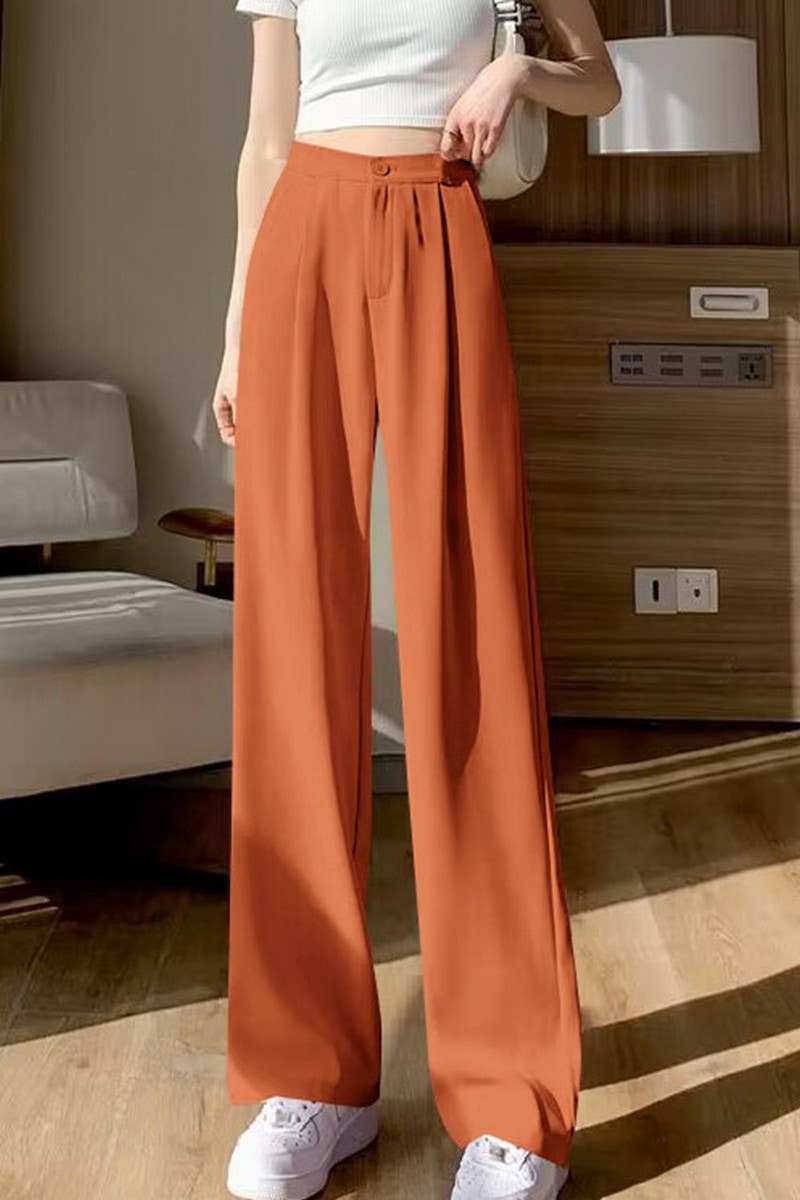 CWBLP00922_AUTUMN MID-RISE DRAPEY SLIM-FITTING LOOSE TROUSER