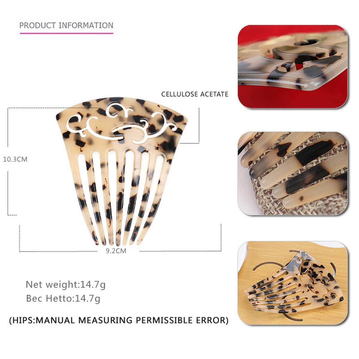 SEVEN-TOOTH ACETATE COMB HAIR ACCESSORIES