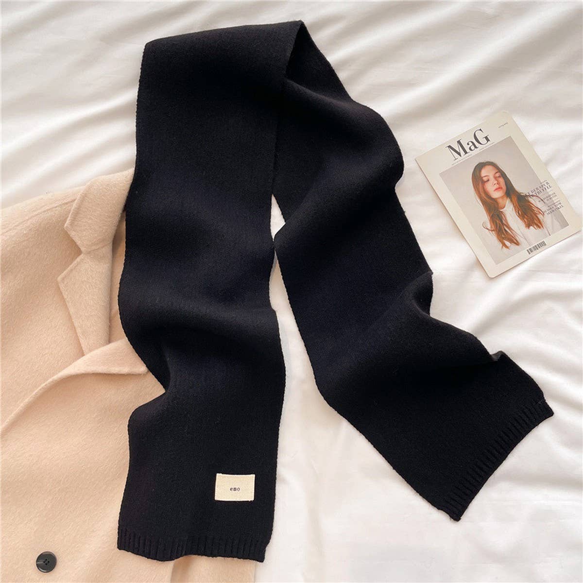 Solid Knit Scarf - Candy Color Wrap for Students_CWASC0975