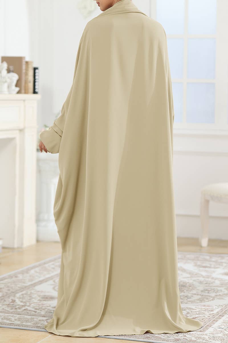 CWDMD5314_SOLID COLOR ROBE WITH STRAPS LOOSE DRESS