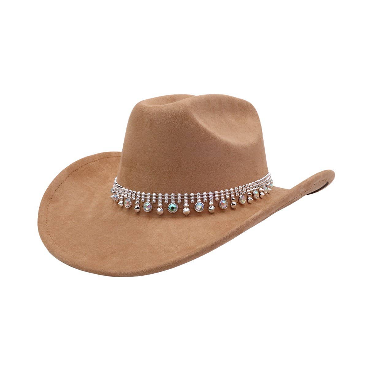 Suede Western Cowboy Fedora Hat Ethnic Style_CWAH04480