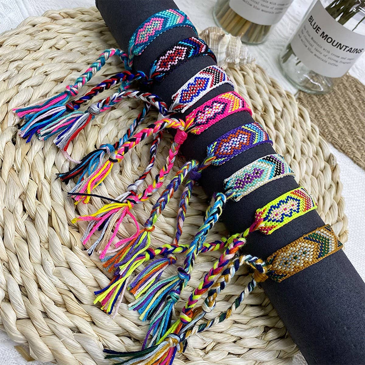 CWAJE4569_VINTAGE HAND-WOVEN EMBROIDERED TASSEL BRACELET