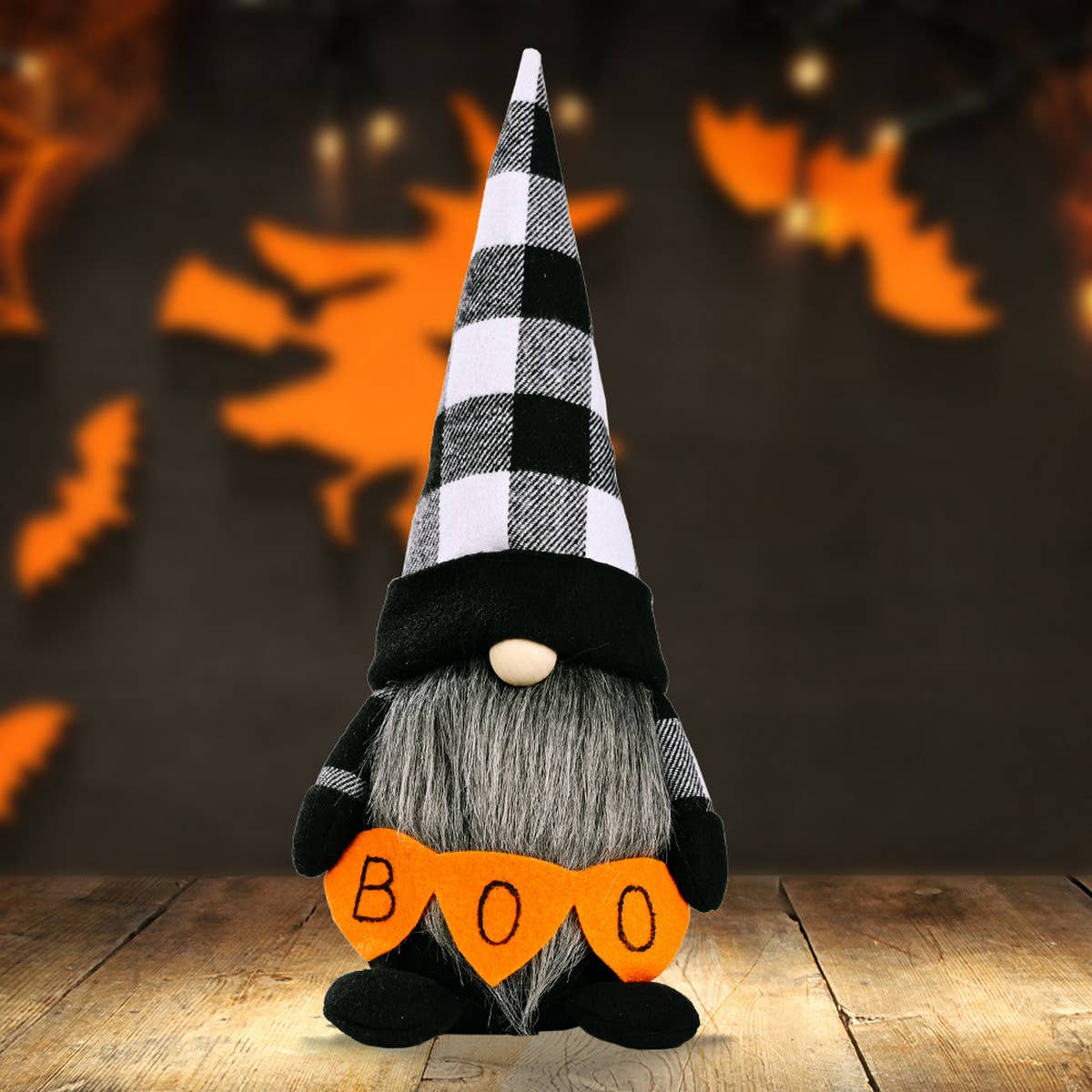 HALLOWEEN BOO DOLL PLAID HAT ORNAMENTS