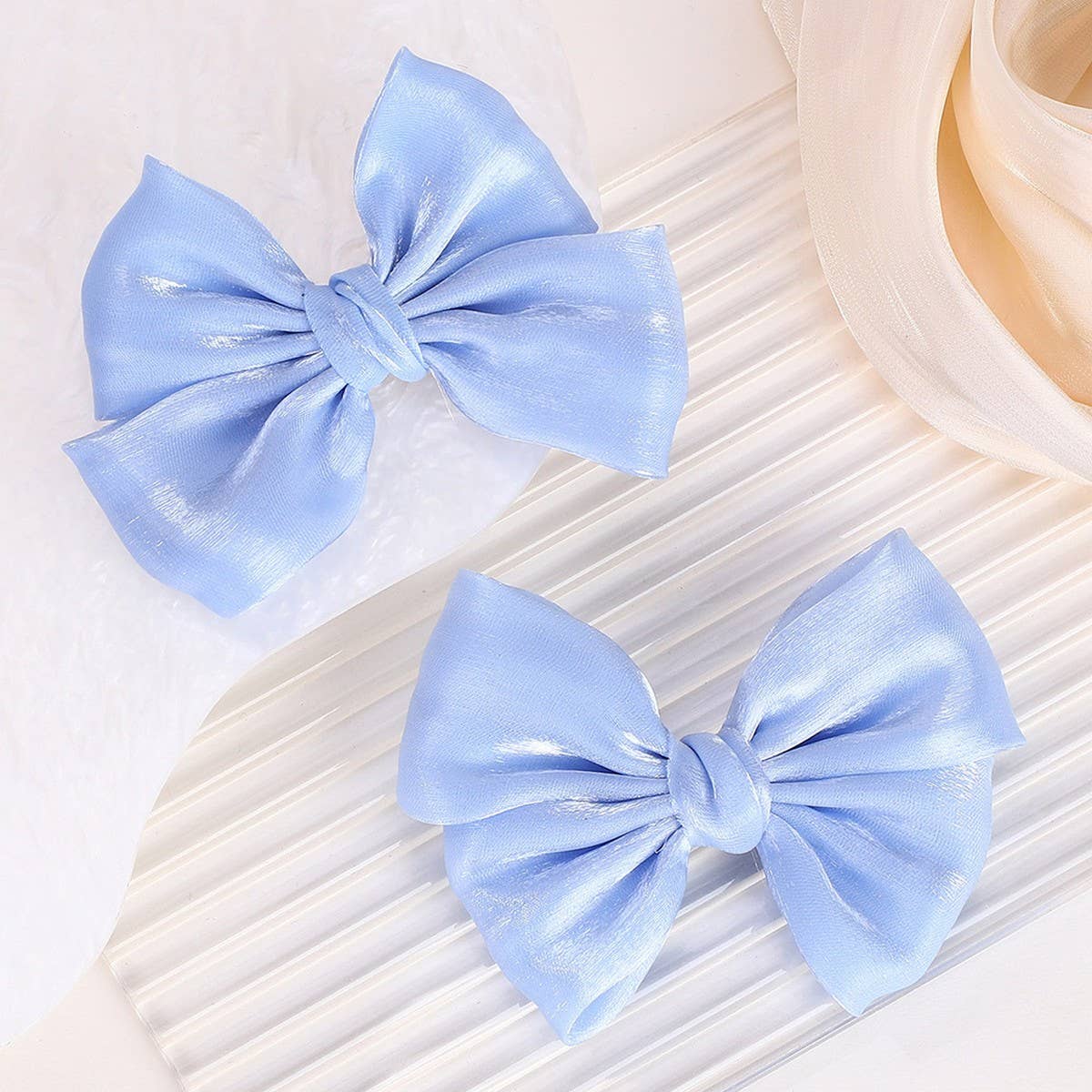 Solid Shiny Bow Hair Clip Set for JK Girls_CWAHA6719