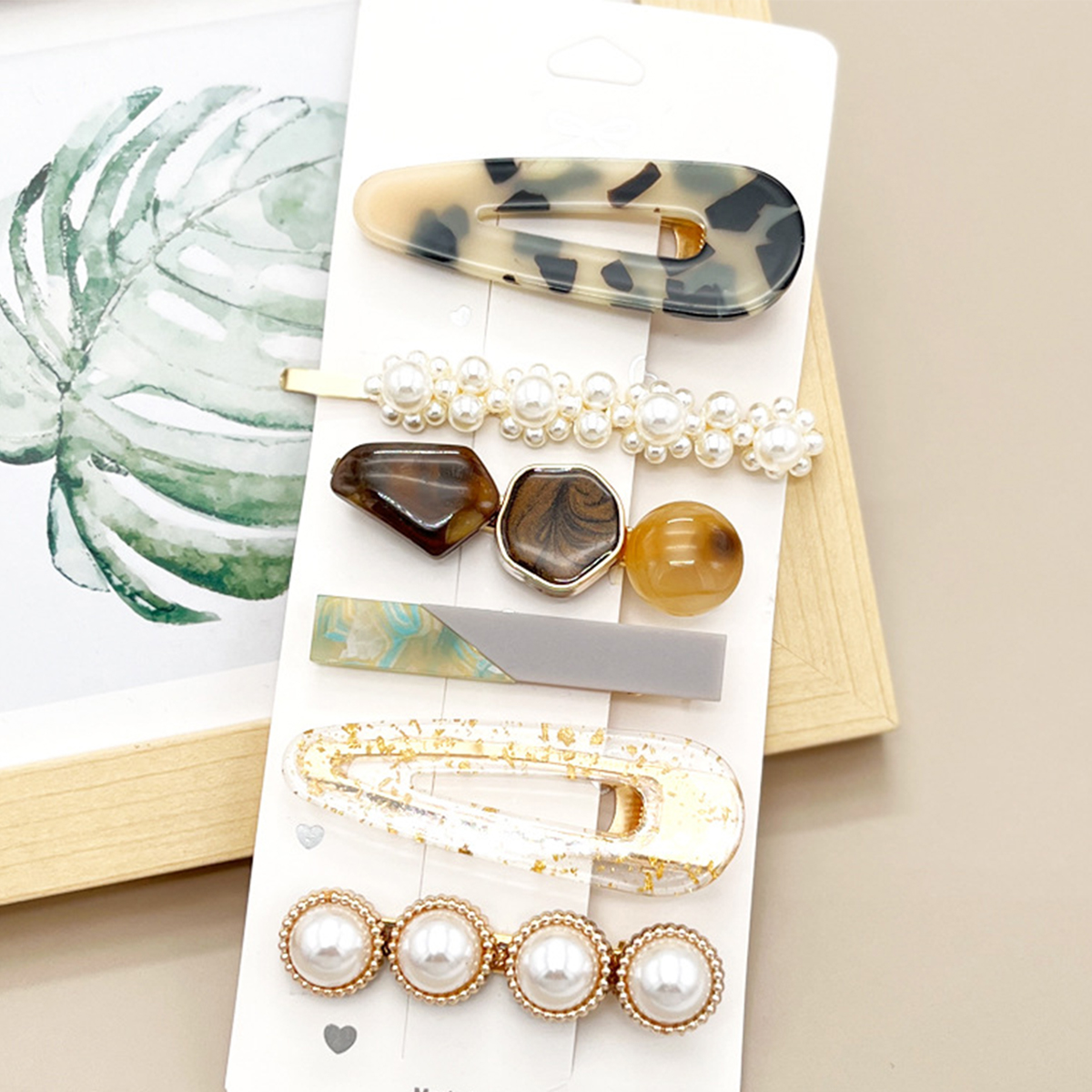 Rhinestone Pearl Hair Clip Set - Elegant Side Pin _CWAHA0159