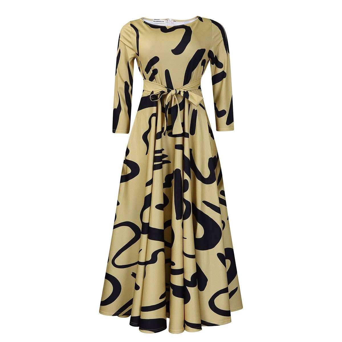 FASHIONABLE LACE-UP PRINTED OVERSIZED DRESS