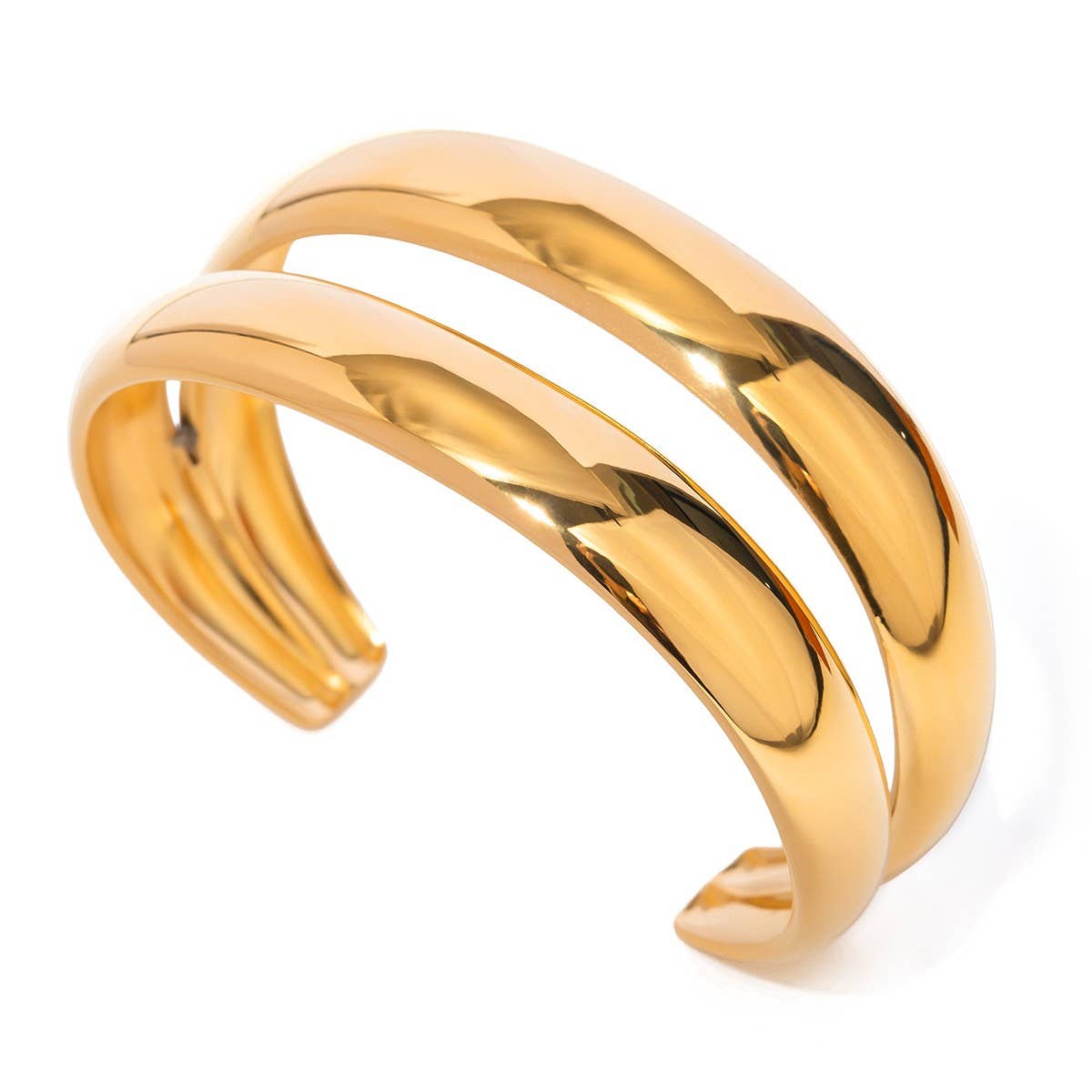 Fashion 18K Gold Stainless Steel Open Bangle_CWAJE4793